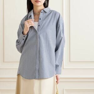 Apiece Apart Kaarina Striped Organic Cotton Poplin Shirt XXS Oversized Coastal